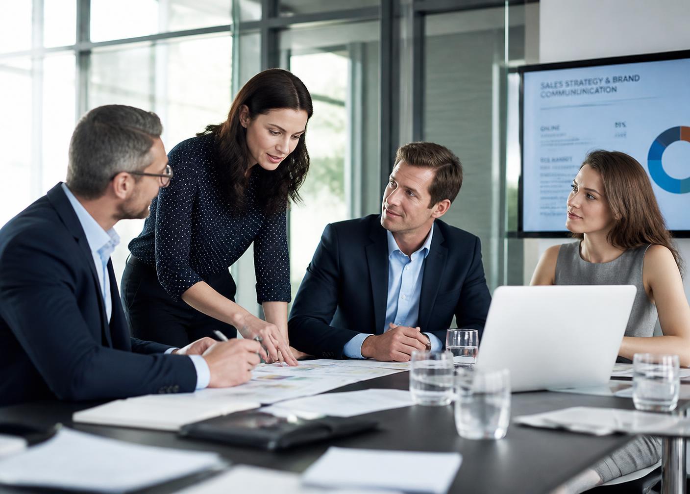 Consulting team reviewing a sales channel strategy
